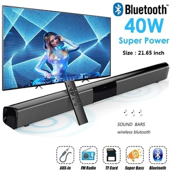 

40W 2020 Luxury Upgrade Best Sound Quality Wireless Bluetooth Soundbar Speaker TV Home Theater Soundbar Subwoofer with RCA Line