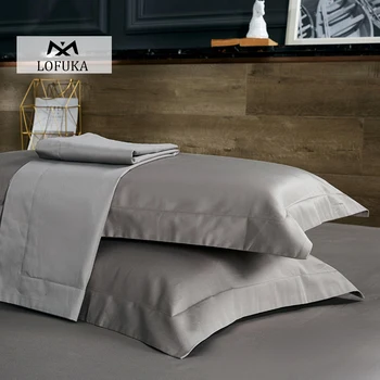 

Lofuka Luxury 5 Star 100% Cotton Gray Pillowcase Long-staple Cotton Pillow Case Standard Bedding Pillow cover Free shipping