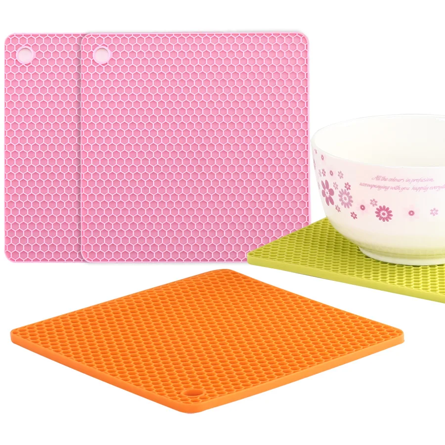 

Square Honeycomb Silicone Placemat Insulation Mat Anti-scalding Casserole High Temperature Resistant Thick Microwave Oven Mat