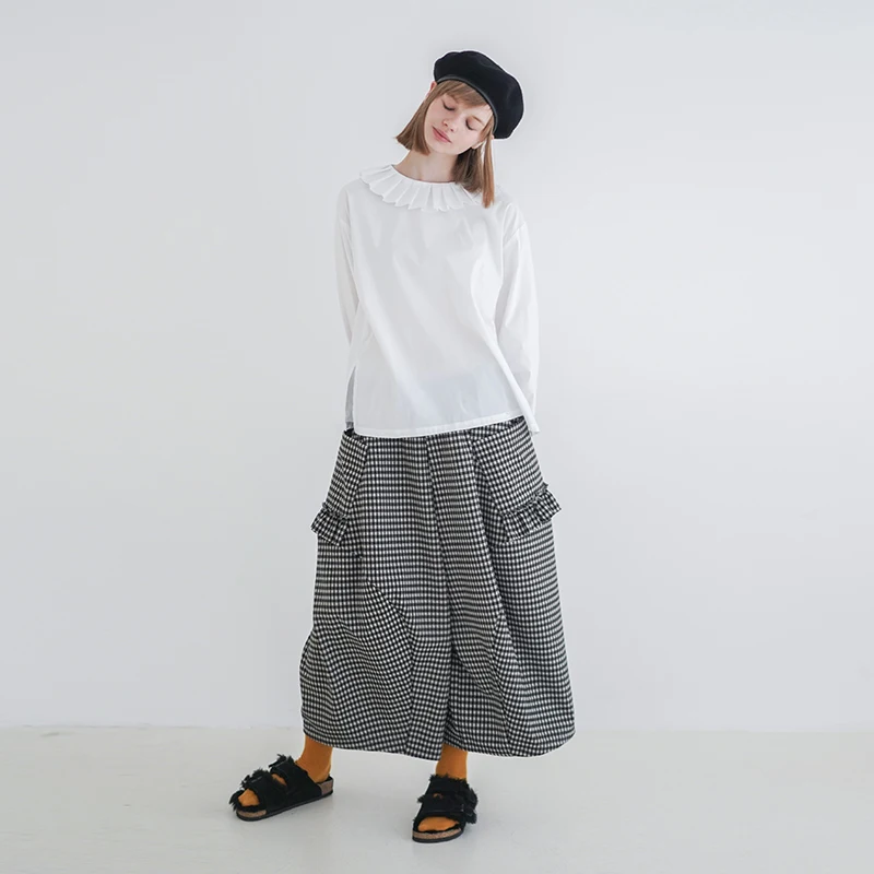 Imakokoni white lotus leaf collar top original