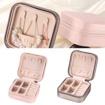 

Jewelry Box Portable Storage Organizer Earring Holder Zipper Women Jewelry Display Travel Case