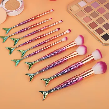 

High Quality Luxury colorful professional makeup brushes 7/10 Piece Personalized Mermaid full Makeup Brush Set kit