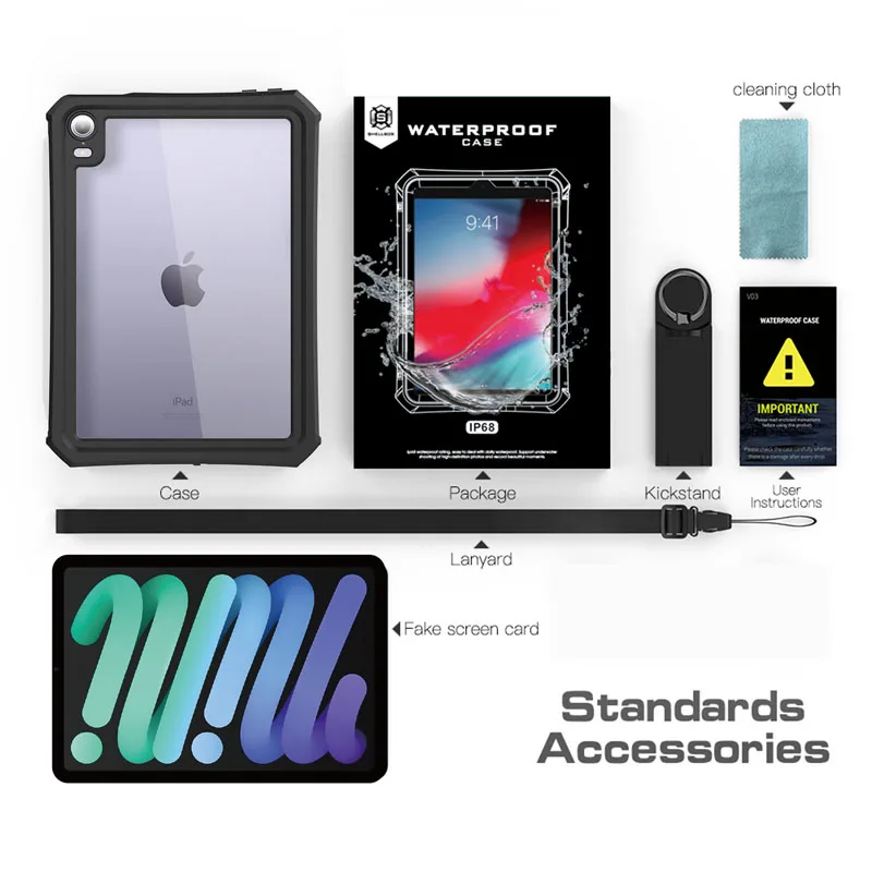 Resistente Anti-queda Anti-incrustação Totalmente Selado Ip68 Case Impermeável para Apple Mini 8.3 Polegadas Capa Filme de Tela - Imagem 5