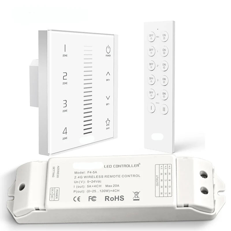 Новый светодиодный диммер 4 зон сенсорный Панель настенное крепление затемнения