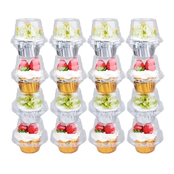 

50pcs Plastic Cake Cup Box Transparent Cake Box Packaging Disposable Dome Cake Boxes Case Holder For Pastries Fruit Cake Cupcake