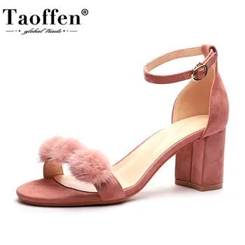 

TAOFFEN Women Sandals Sweet Girlish Open Toe Women Shoes Fashion Casual Buckle Daily Square Heel Mujer Footwear Size 31-40