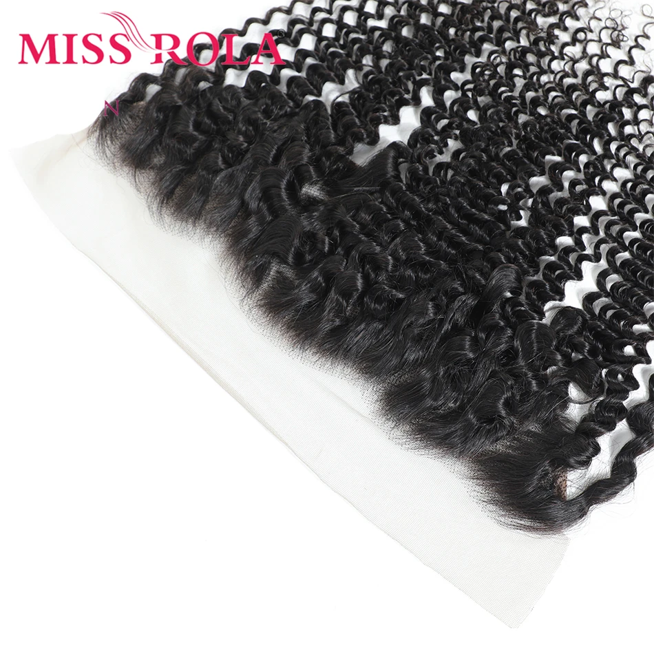 Miss Rola 13x4 Lace Frontal Ear To Ear Kinky Curly Hair Natural Color Brazilian Human Hair Straight Lace Frontal Closure Remy