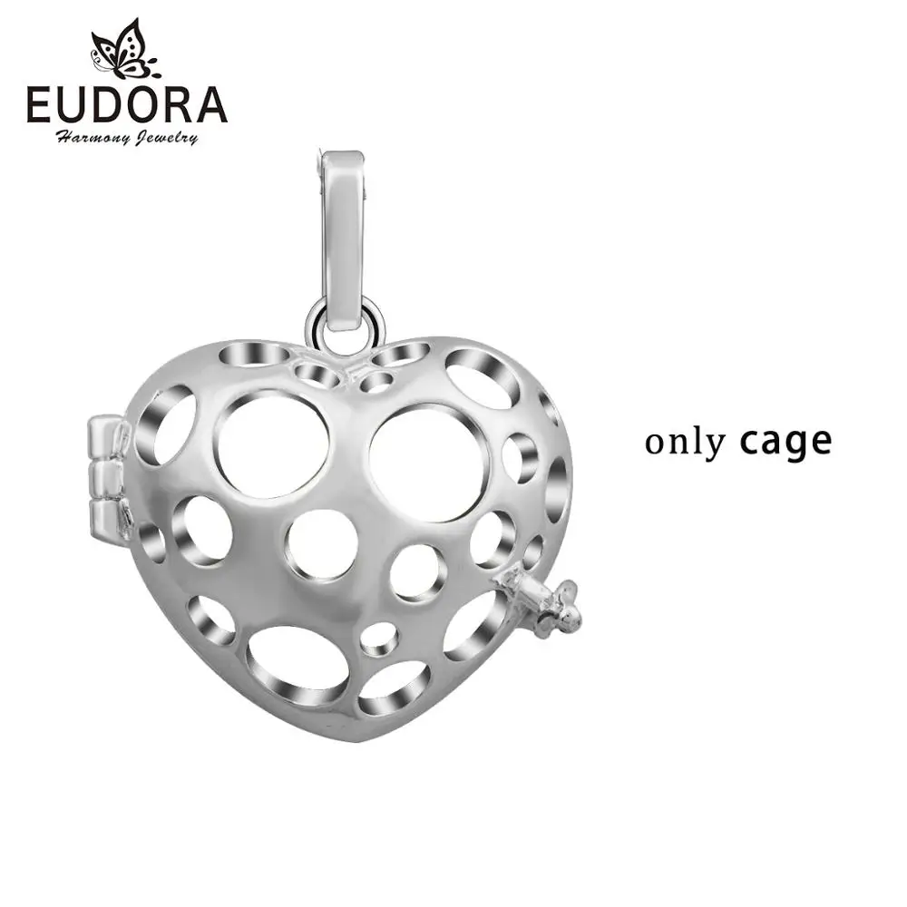 only cage Eudora 18 мм Сердце полый медальон клетка кулон камень из вулканической лавы Ароматерапия Ожерелье гармония бола Ожерелье DIY Ювелирные изделия H229 - Окраска металла: only cage