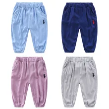 Summer Korean-style Boutique Childrenswear BOY'S CHILDREN'S Embroidery Cartoon Boy Artificial Cotton Anti Mosquito Pants La
