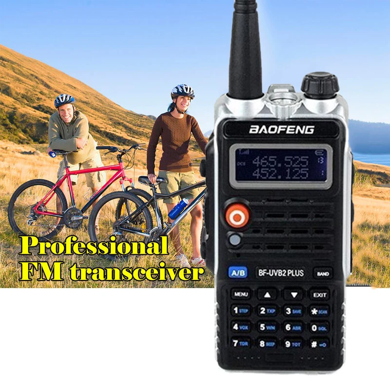5R обновленная BF-UVB2 VHF/UHF двухсторонняя беспроводная рация 4800mAh 5W 2 Way Радио портативная UV 5R охотничья радиостанция - Цвет: BF-UVB2PLUS  EU
