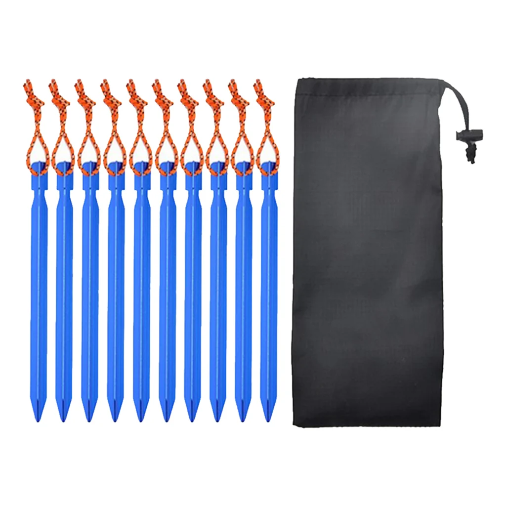 10pcs 18cm Outdoor Camping Tent Stake Pegs Aviation Aluminium Alloy Hiking Traveling Tent Nail Accessories with Storage Bag
