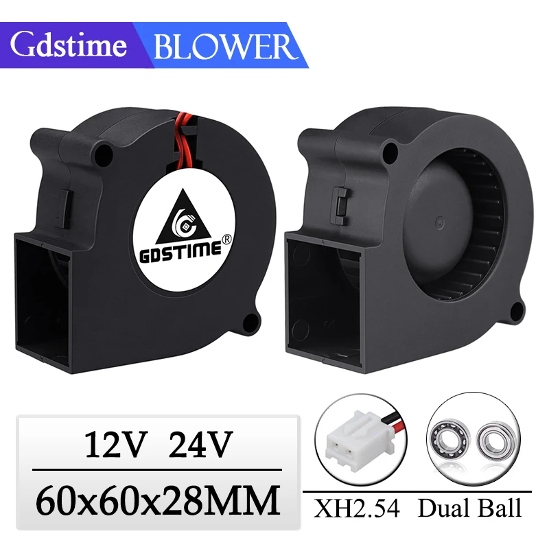 Gdstime sem Escova dc 12v 24v Ventilador Térmico 60x60x28 mm 60 mm 2pin Ventilador Centrífugo do Ventilador 6028 6cm Manga & Dupla Bola Ventilador do Radiador Peças