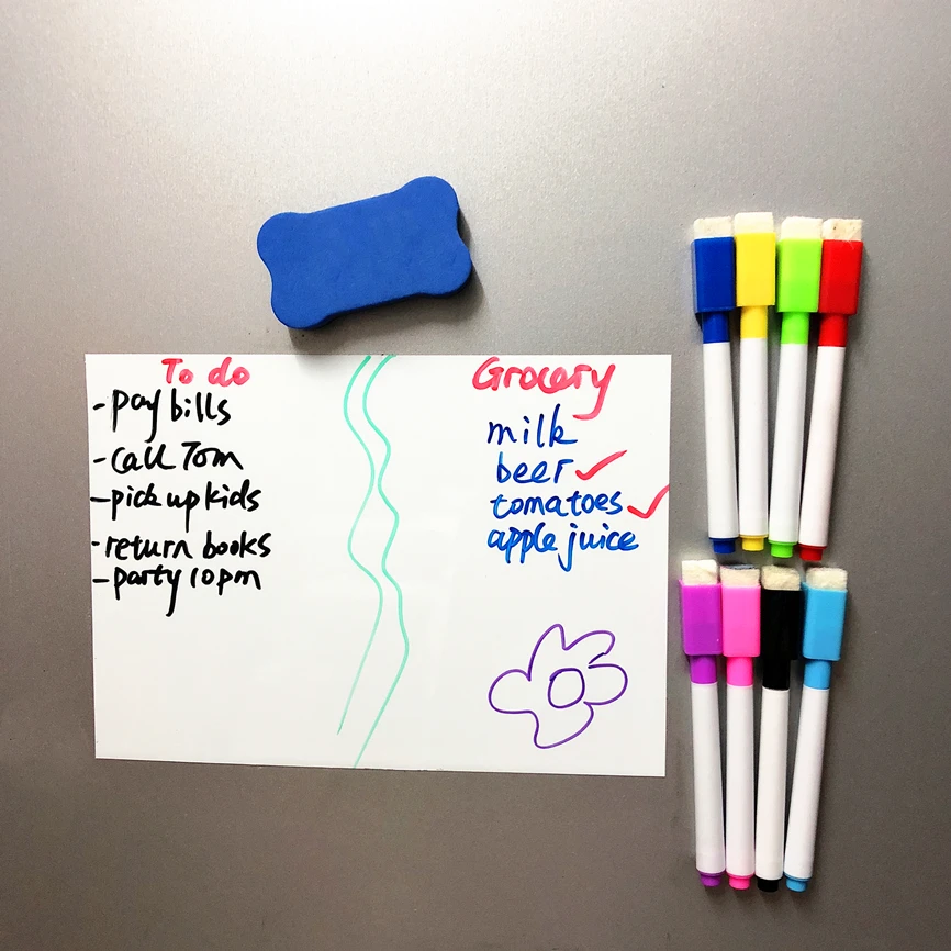

Fridge Magnet Whiteboard Magnetic Board Dry Wipe Drawing Recording Board for Fridge Refrigerator Magnetic White Board Marker Pen
