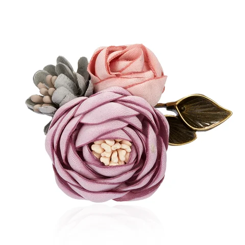 Cloth Art Pearl Fabric Flower Brooch Pin Rose Flower Bowknot Leaf Crystal Bead Cardigan Shirt Shawl Pin Coat Badge Jewelr
