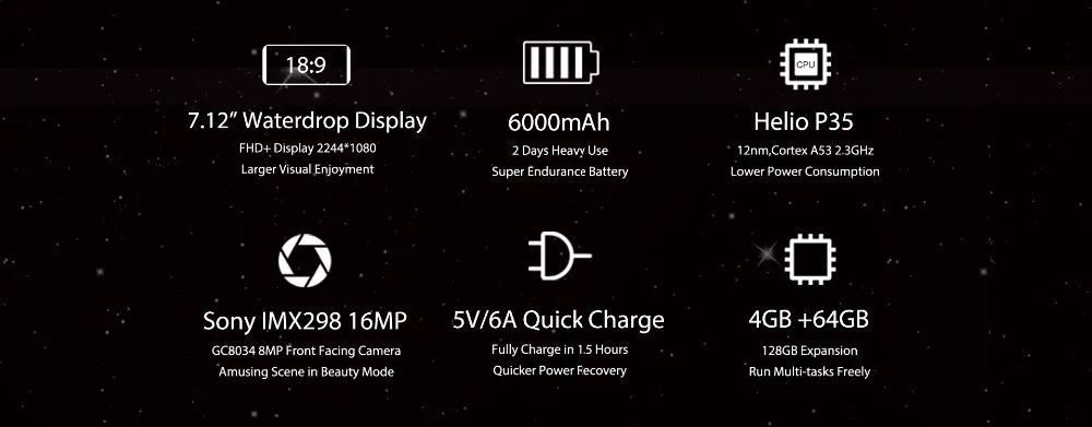Смартфон OUKITEL K9, 7,12 дюймов, Android 9,0, четыре ядра, 2,3 ГГц, 4 Гб ОЗУ, 64 Гб ПЗУ, 6000 мАч, 5 В/6А, быстрая зарядка, 4G, LTE, мобильный телефон