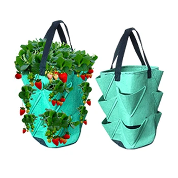 

3 Colors Flower Hanging Bag Garden Planting Bag Flower Pot Planter For Strawberry Tomato Chili Pepper Growing Seedling Pot