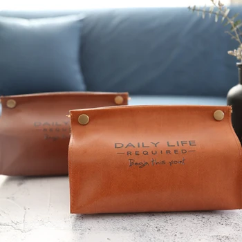 

Home Tissue Box For Napkin Holders Nordic Leather Handkerchief Paper Dispenser For Office Home Decoration Towel Container