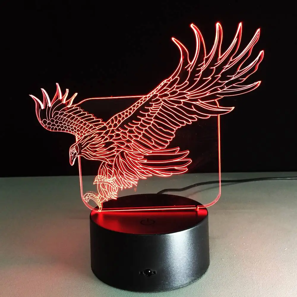 Smuxi USB зарядное устройство 3D светодиодный Летающий Орлиный свет акриловая Оптическая иллюзия визуальный светильник сенсорный выключатель 7 цветов для домашнего декора