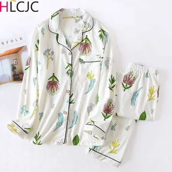 

Women's pajamas Sets Print Cotton Sleepwear Nighty Female Casual Autumn Winter Pijamas 2pcs/set Pyjama Femme Home Clothes