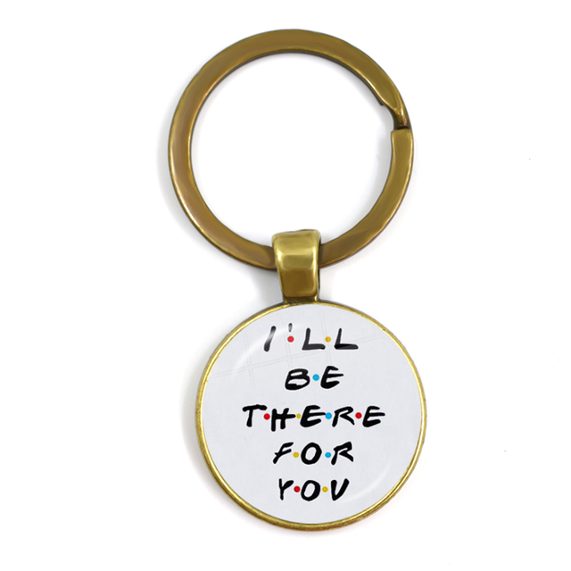 Friends TV Show Pendant Keychain Character Cartoon Fun Pattern 25mm Glass Cabochon Key Ring Keyholder Good Friend Gift