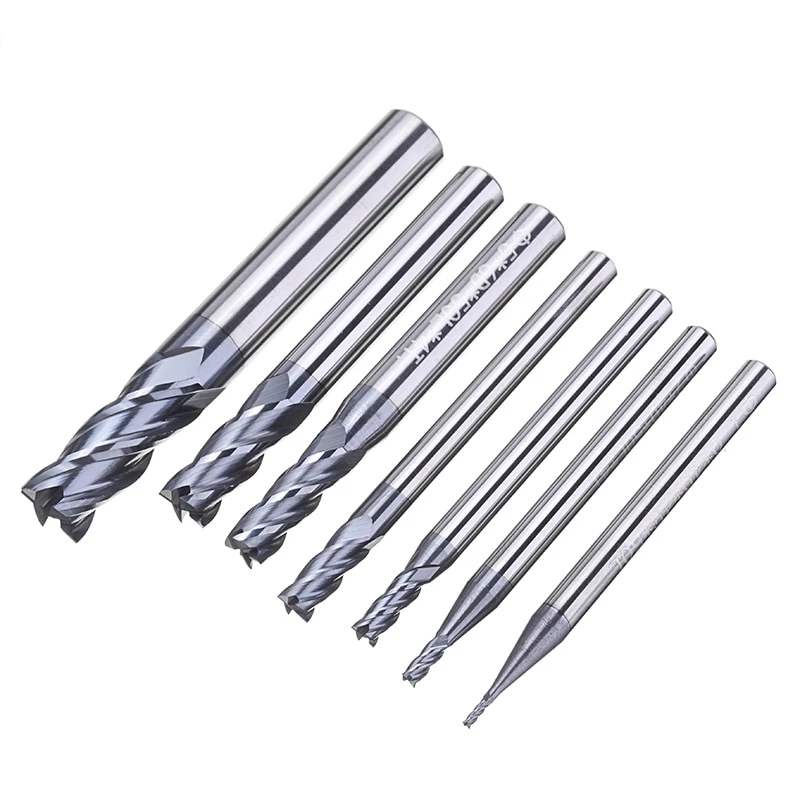 Solid Spiral Bits End Mill Cutter Set CNC 4 Flute Router Kit Milling Power Tool