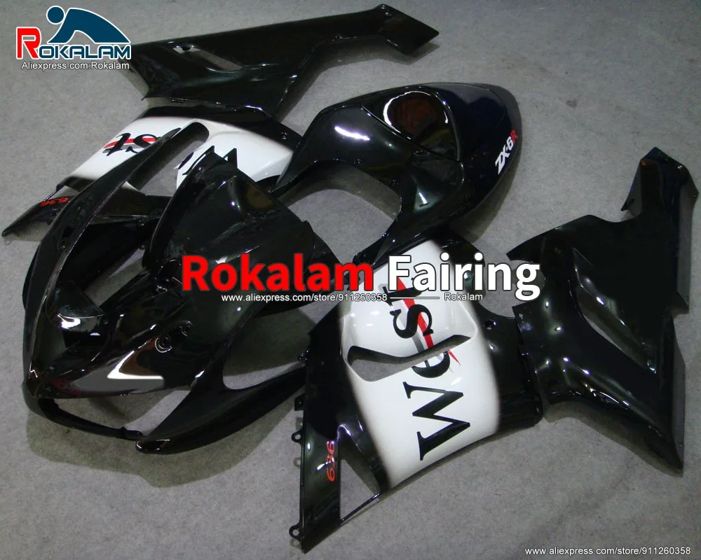

Комплект обтекателей из АБС-пластика для Kawasaki Ninja ZX6R 2005 2006 ZX-6R 05 ZX636 06 белый черный комплект обтекателей для мотоцикла (литьё под давлением)