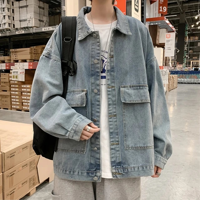 Korean Style Denim Jacket Men  Street Style Denim Jacket Men - Korean  Style Denim - Aliexpress