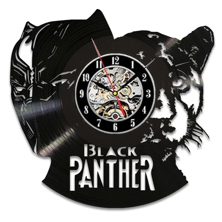 Черная пантера Виниловая пластинка настенные часы современный дизайн модные комиксы Marvel 3D украшения Vinatge CD настенные домашние декоративные часы - Цвет: Type3