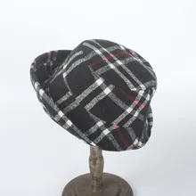 Решетка шерстяная ткань зимняя Панамка для женщин Девушка Твердые Утолщенные мягкие теплые рыболовные кепки открытый головной убор для отдыха шапка леди Панама