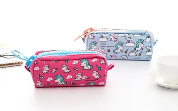 

Creative Stationery Simple Creative Cartoon Unicorn Canvas Large Capacity Pen Bag Pencil Case Cute Large Zipper Storage Bag