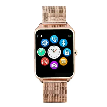 

Z60 Smart Watch Metal Strap Support Camera SIM TF Card Bluetooth Compatible Android PK Y1 S8 X7D DZ09 V8 Watch(Gold)