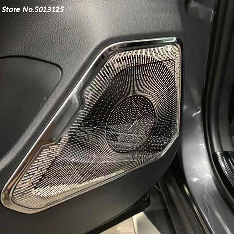 Stainless Steel Interior Door Stereo Speaker Audio Ring Cover Sound Frame Decoration Trim For Toyota RAV4 RAV-4
