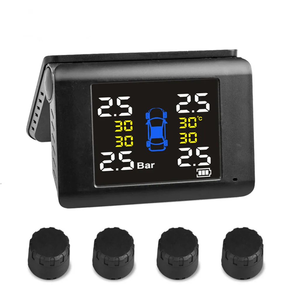 

SALE Folding Wireless Tire Pressure Monitoring Alarm System TPMS for Hyundai For KIA Universal Digital Solar-Powered Car TPMS