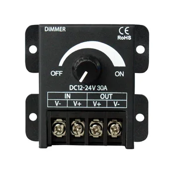 

DC12V-24V 30A Black LED Dimmer Switch Brightness Controller for Single Color 5050 3528 5630 Led Lamp Strip Light