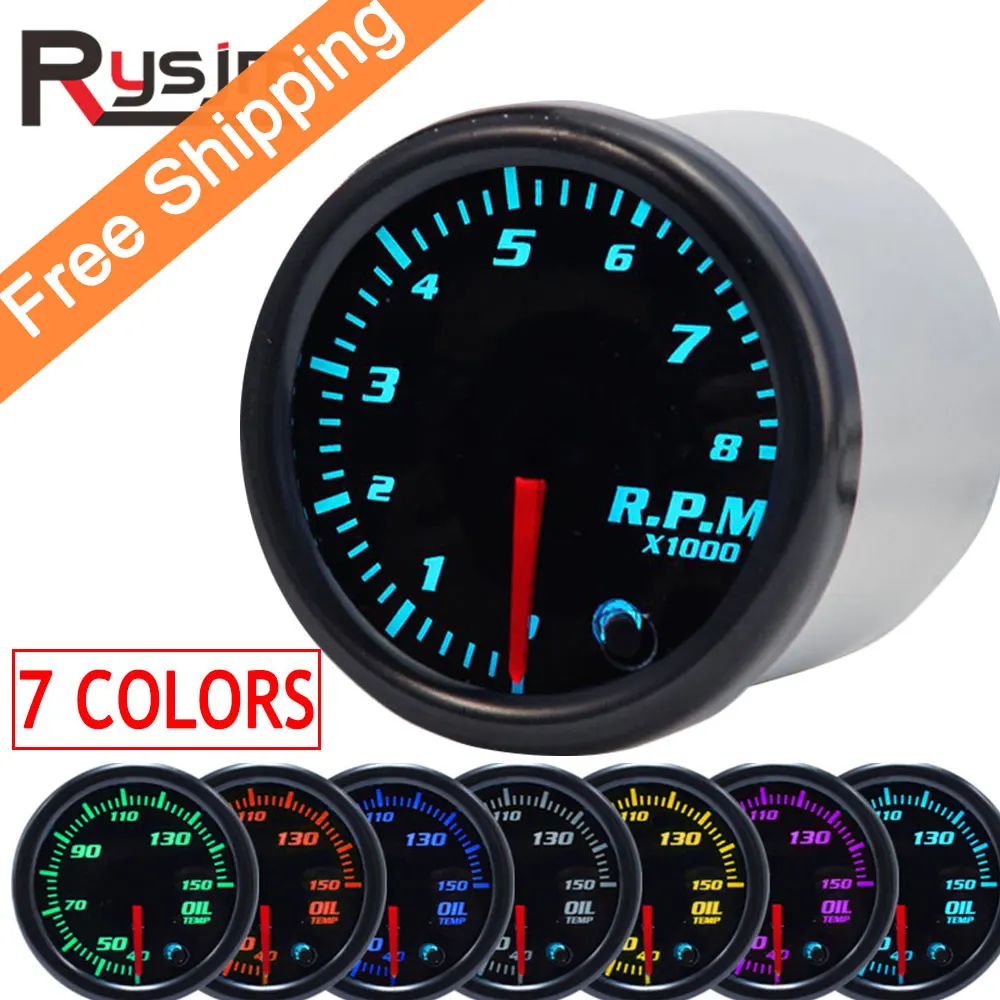 

7 color 2" 52mm tacometro rpm meter LED Car Auto Tachometer Gauge gauge vacuum car Meter Pointer Universal for boat motor