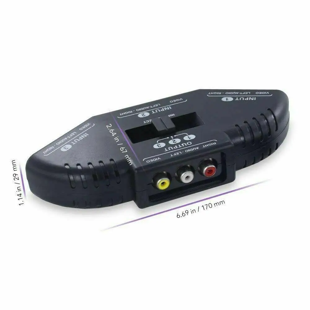 EastVita 3 Way RCA переключатель сплиттер в 1 выход Аудио Видео AV Селектор с