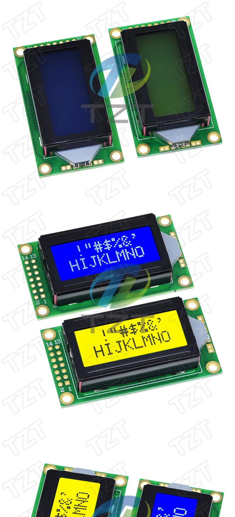 TZT 1/3PCS 8x2 LCD Modul 0802 Zeichen Display Bildschirm Blau/Gelb Grün Für Arduino – Detail 6