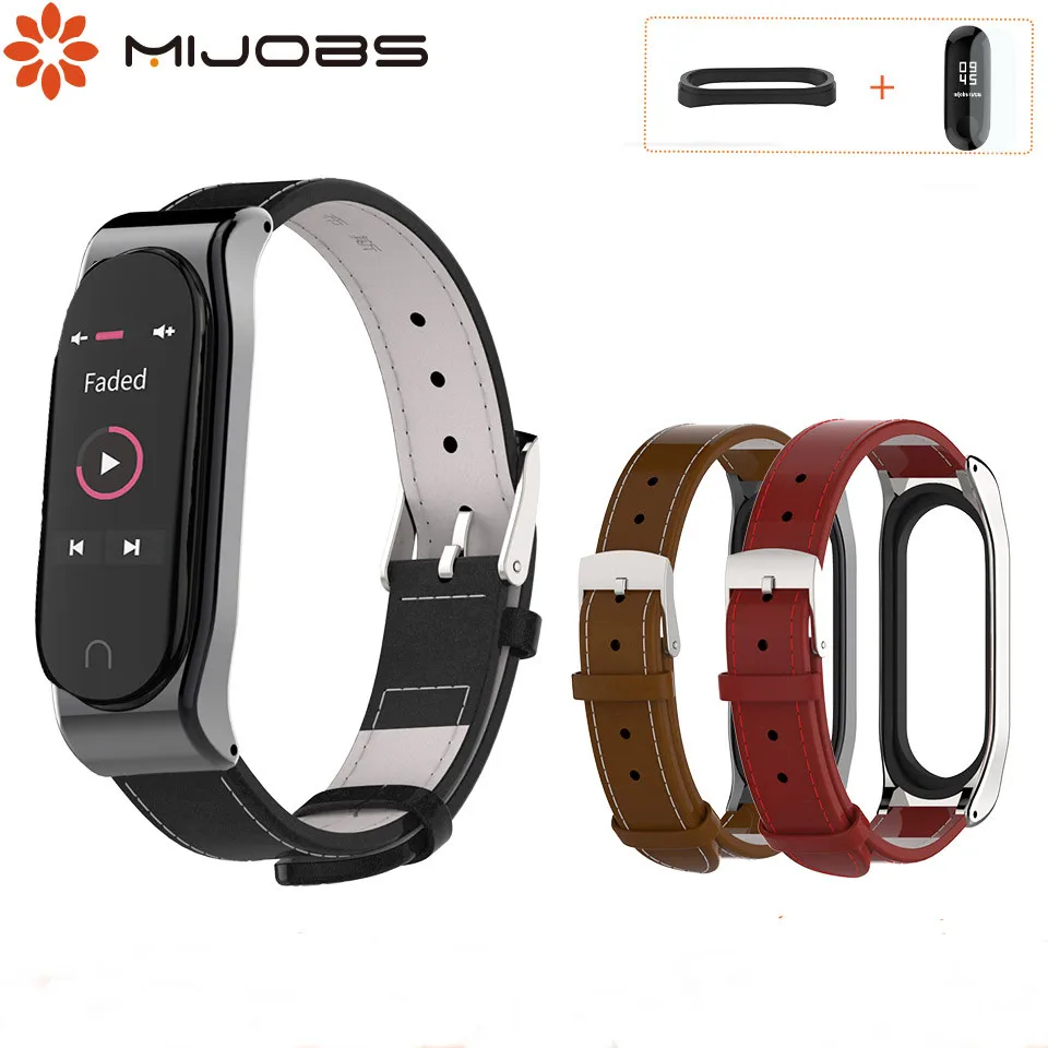 Mi jobs mi band 4 ремешок из натуральной кожи Correa для Xiaomi mi ремешок 3 ремешок Смарт-часы браслет на запястье браслет mi Band 4 ремешок