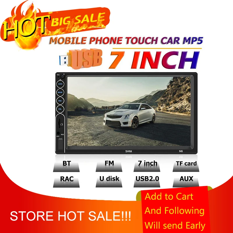 

SWM N6 2 DIN Car Stereo Video MP5 Player 2din 7 inch Touch Screen Bluetooth USB AUX FM Car Radio Backup Camera Multimedia Player