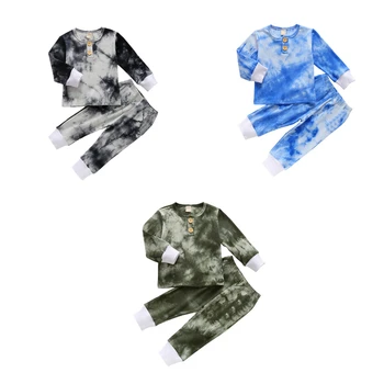 

pudcoco Newborn Toddler Kids Tie Dye Clothes 2PCS Autumn Long sleeve T-shirts Tops+Pants Casual Soft PJS Home wear Infant 0-3Y