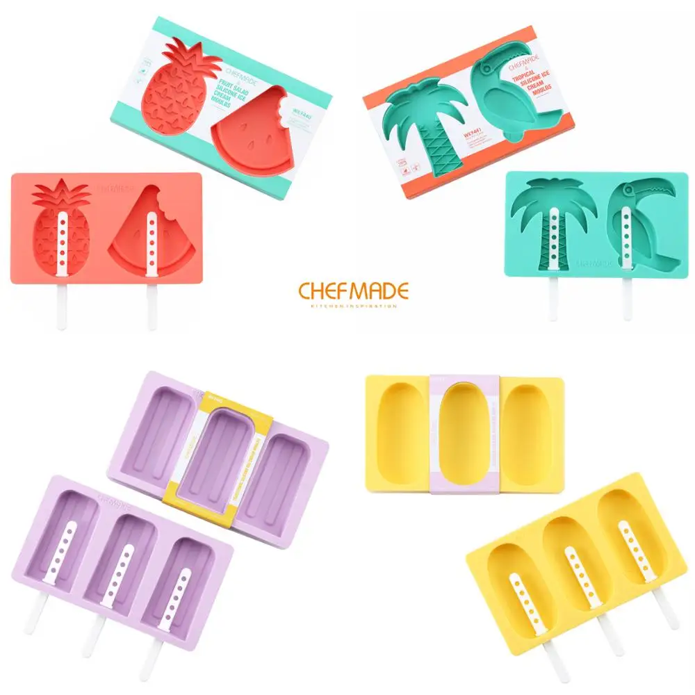 

CHEFMADE Ice Popsicle Molds, Silicone Popsicle Maker with Lid and Sticks, FDA Approved Easy-release BPA Free