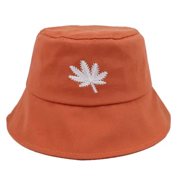 

Men Women Fisherman Panama Hats Maple Leaf Bucket Hat Hip Hop Embroidery Cotton Outdoor Summer Casual Swag Visor Bucket Cap