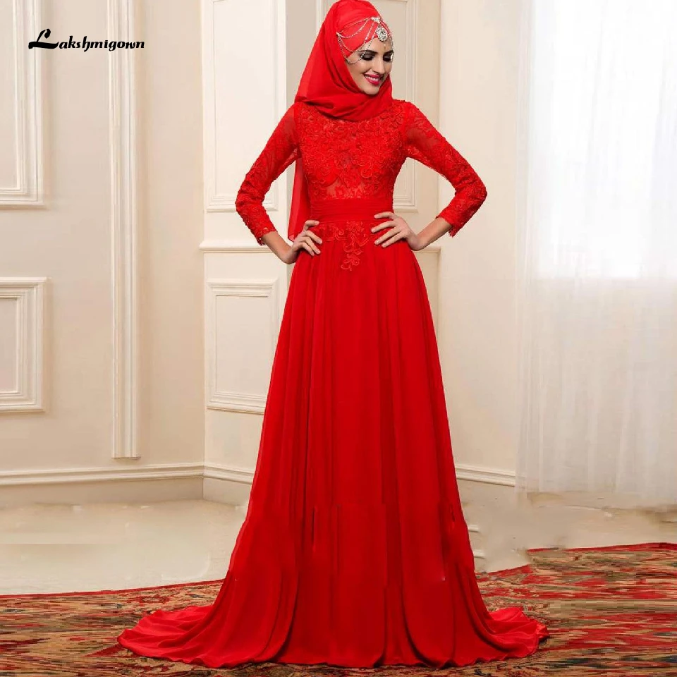Красное свадебное платье из хиджаба 2020 элегантное мусульманское с длинным