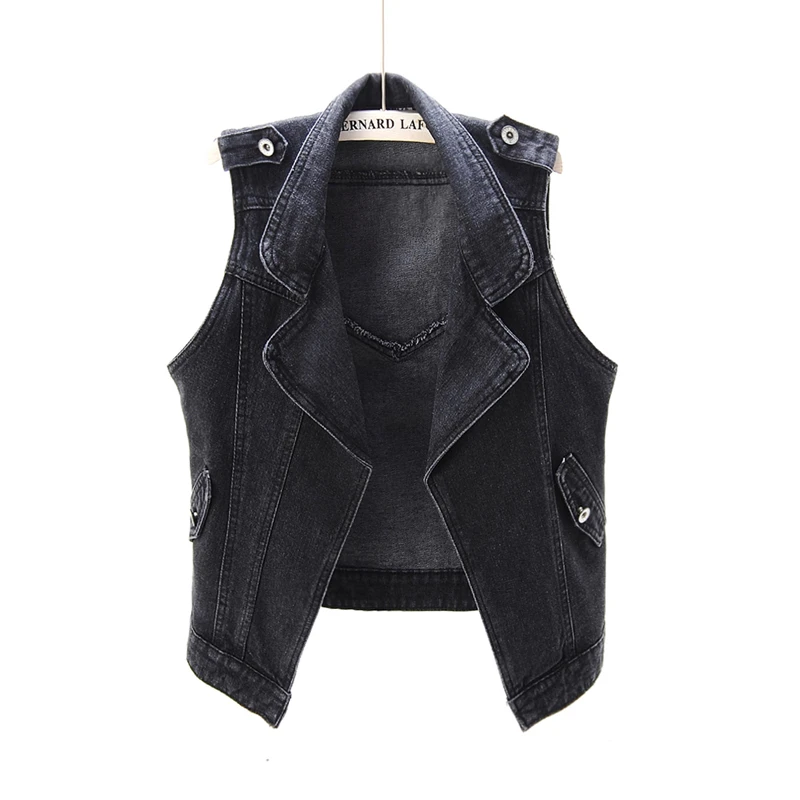 plus size black jean vest