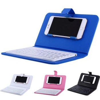 

Wireless Bluetooth Keyboard Case Leather Stand Cover for IPhone Android Phones Blue
