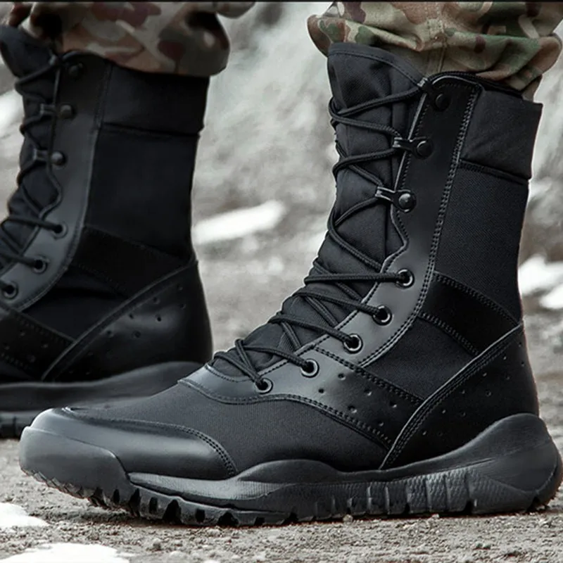 Leather combat boots lightweight waterproof breathable rubber soles size 3 