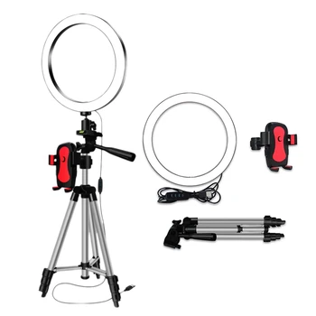 

RISE-LED Selfie Ring Light with Phone Holder Photography Dimmable Youtube Video Live Photo Studio Light USB Plug(16Cm)