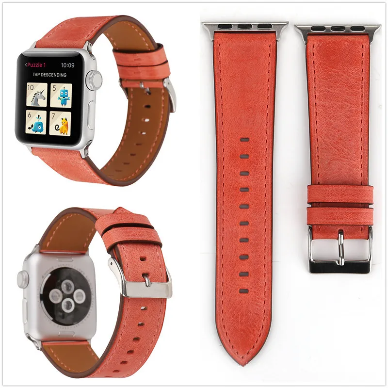 Spovan Твердые высокое качество кожаный ремешок для наручных часов Apple Watch серии 1/2/3/4, ремешок для наручных часов iWatch 38 мм/42 мм, браслет на запястье, ремешок