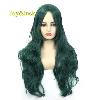 

Joy&luck Long Wig Green Color Natural Wavy Synthetic Wigs for Women Cosplay Wig Costume or Daily Wig