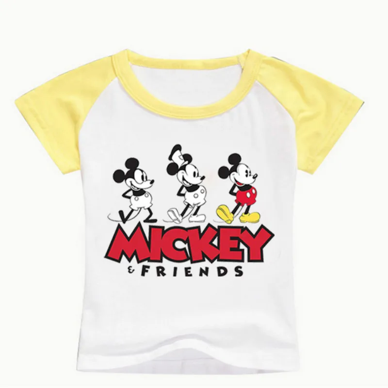 Летняя футболка для маленьких мальчиков детская футболка с короткими рукавами и принтом «Друзья Микки» для мальчиков и девочек, детская одежда